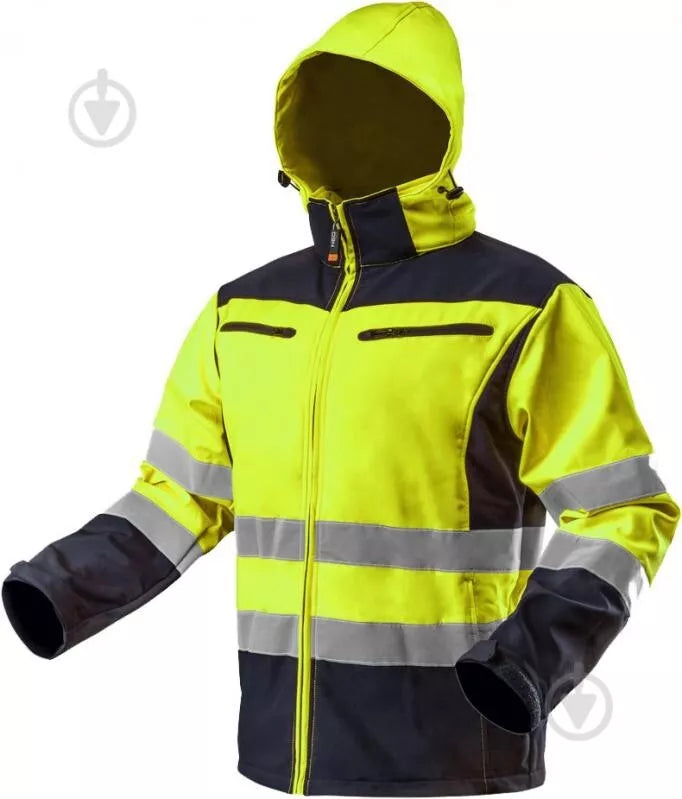 Neo Tool Softshell Hi Vis Work Jacket with Hood - S, M, L, XL, 2XL, 3XL