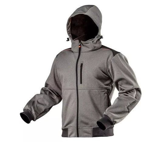 Neo Tool Grey Softshell Work Jacket with Detachable Hood - XL